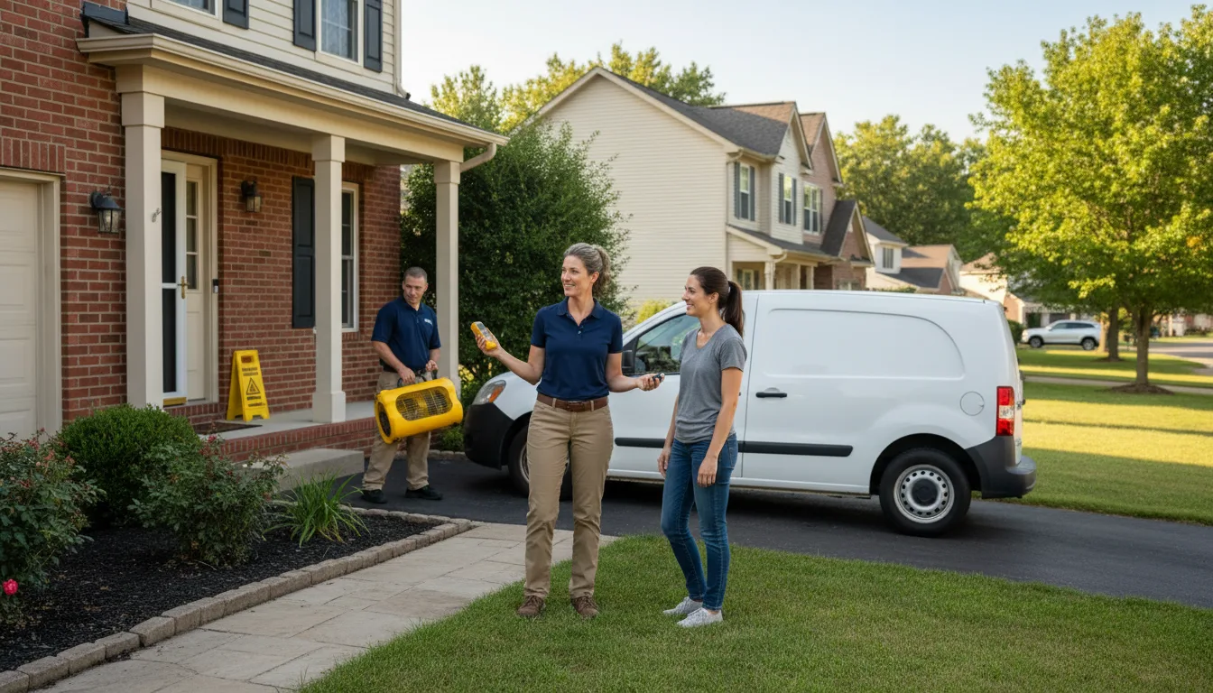 Residential water damage restoration in Oakford, IL